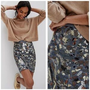 Anthropologie Maeve Marcella Sequined Mini Skirt 8